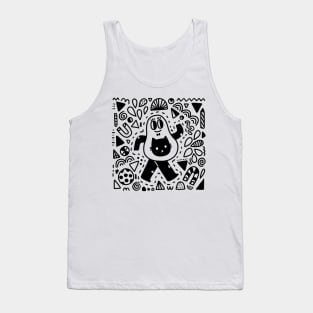 Funny adorable avocado and cat doodles Tank Top